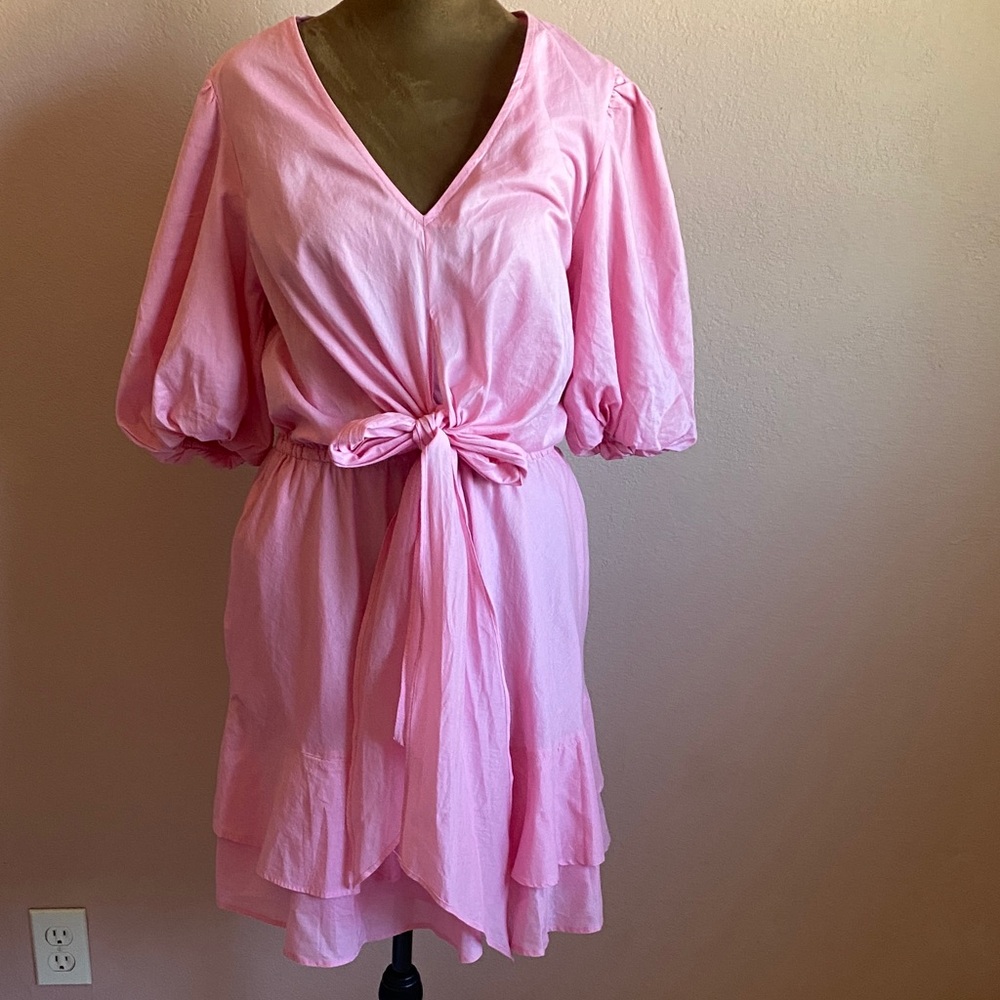 Ralph Lauren Black Label Pink V-Neck Dress